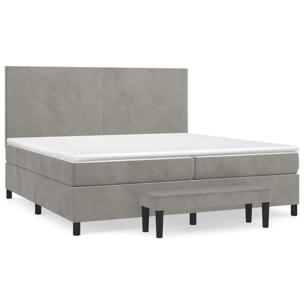 vidaXL Cama com molas/colchão 200x200 cm veludo cinzento-claro