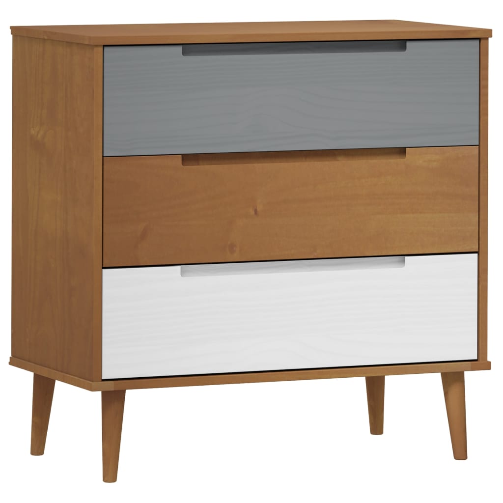 vidaXL Armário de gavetas MOLDE 80x40x80 cm pinho maciço castanho