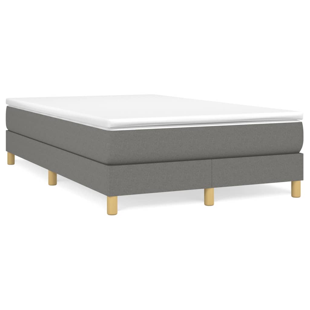 vidaXL Cama com molas/colchão 120x200 cm tecido cinzento-escuro