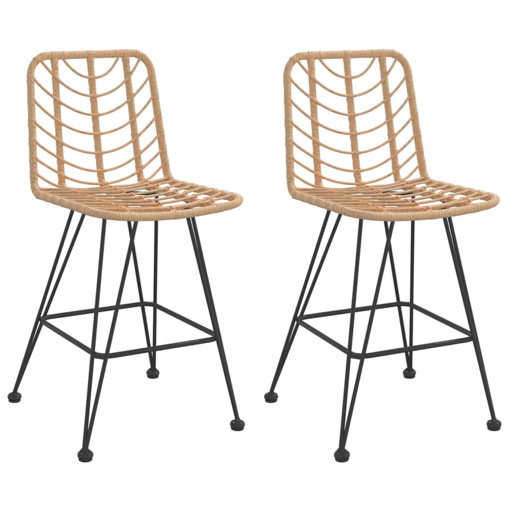 vidaXL Bancos de bar 2 pcs 45x56x103,5 cm vime PE e aço