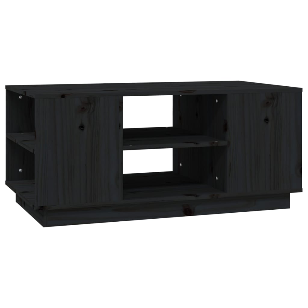vidaXL Mesa de centro 90x49x40,5 cm madeira de pinho maciça preto
