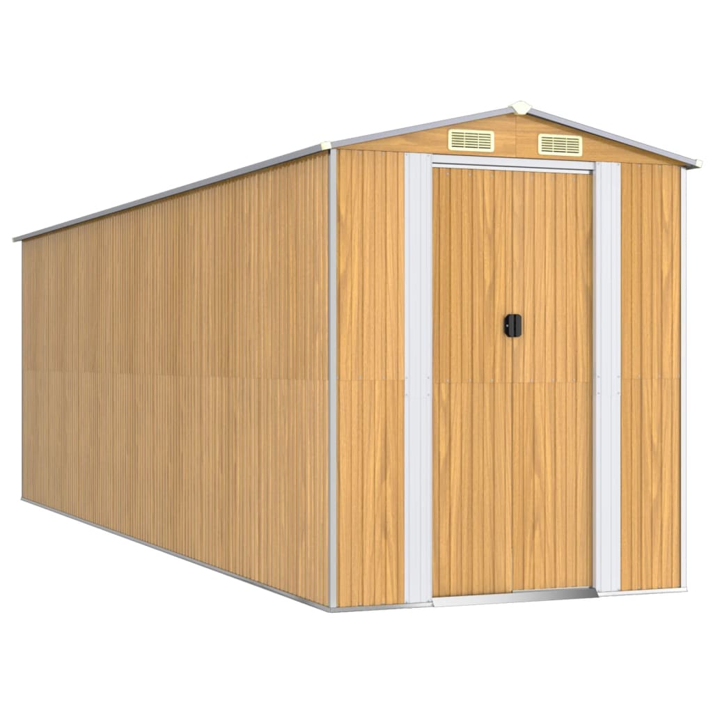 vidaXL Abrigo de jardim 192x606x223 cm aço galvanizado castanho