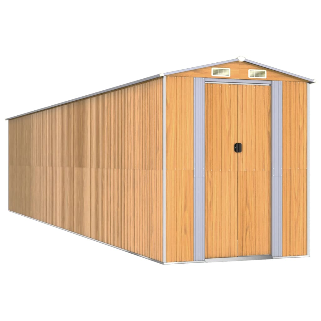 vidaXL Abrigo de jardim 192x855x223 cm aço galvanizado castanho