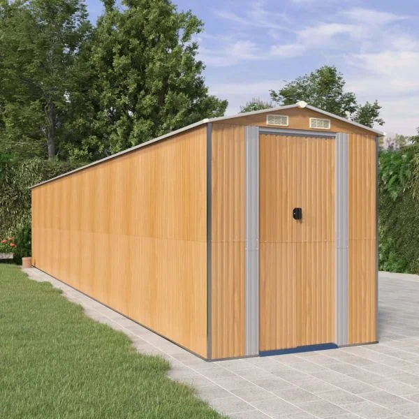 Abrigo de Jardim 192x1021x223 cm Aço Galvanizado Castanho - 3147481