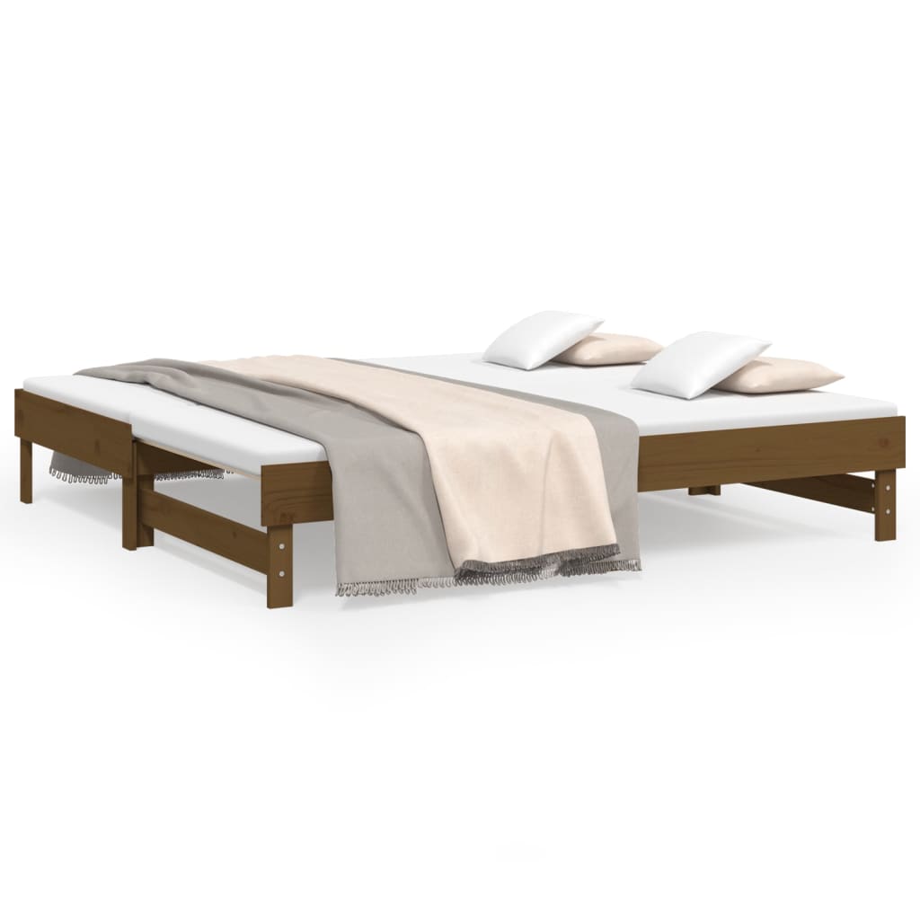 vidaXL Sofá-cama de puxar 2x(75x190) cm pinho maciço castanho mel