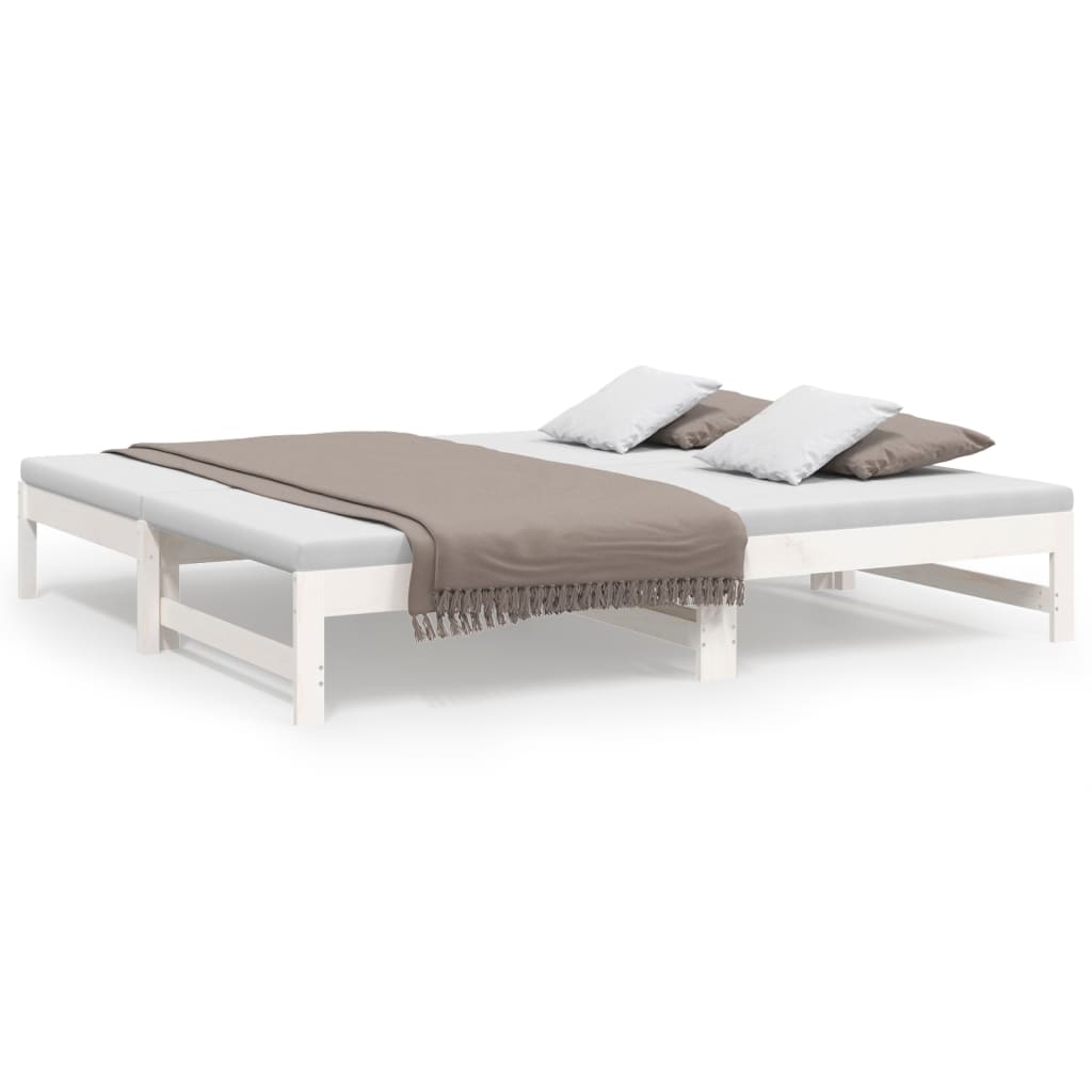 vidaXL Estrutura sofá-cama de puxar 2x(90x190) cm pinho maciço branco