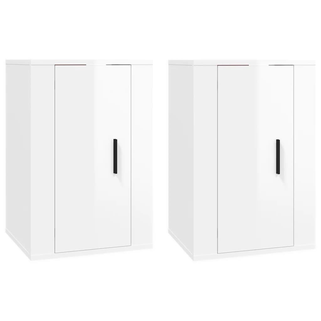 vidaXL Móveis de TV de parede 2 pcs 40x34,5x60 cm branco brilhante