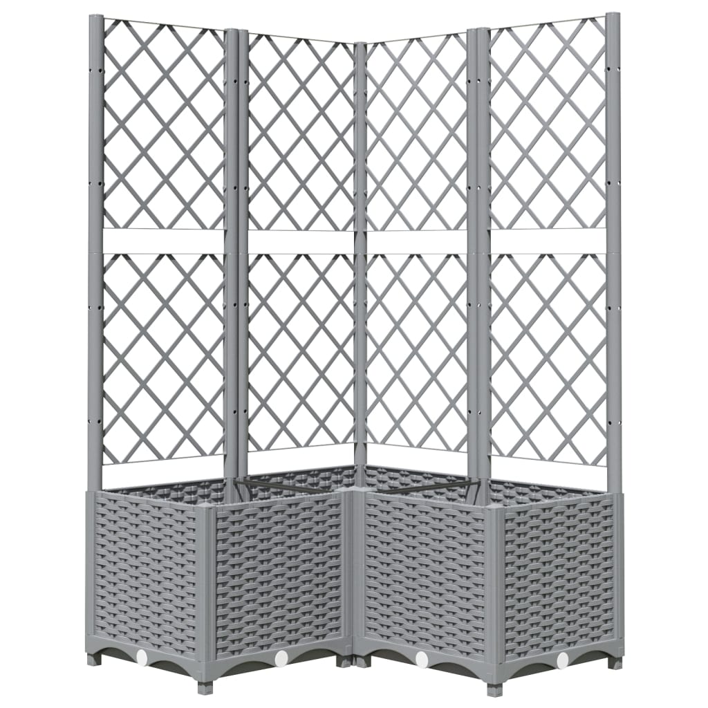 vidaXL Vaso/floreira jardim c/ treliça 80x80x136 cm PP cinzento-claro