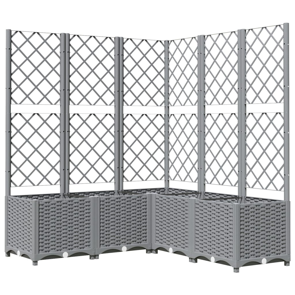 vidaXL Vaso/floreira jardim c/ treliça 120x120x136 cm PP cinza-claro
