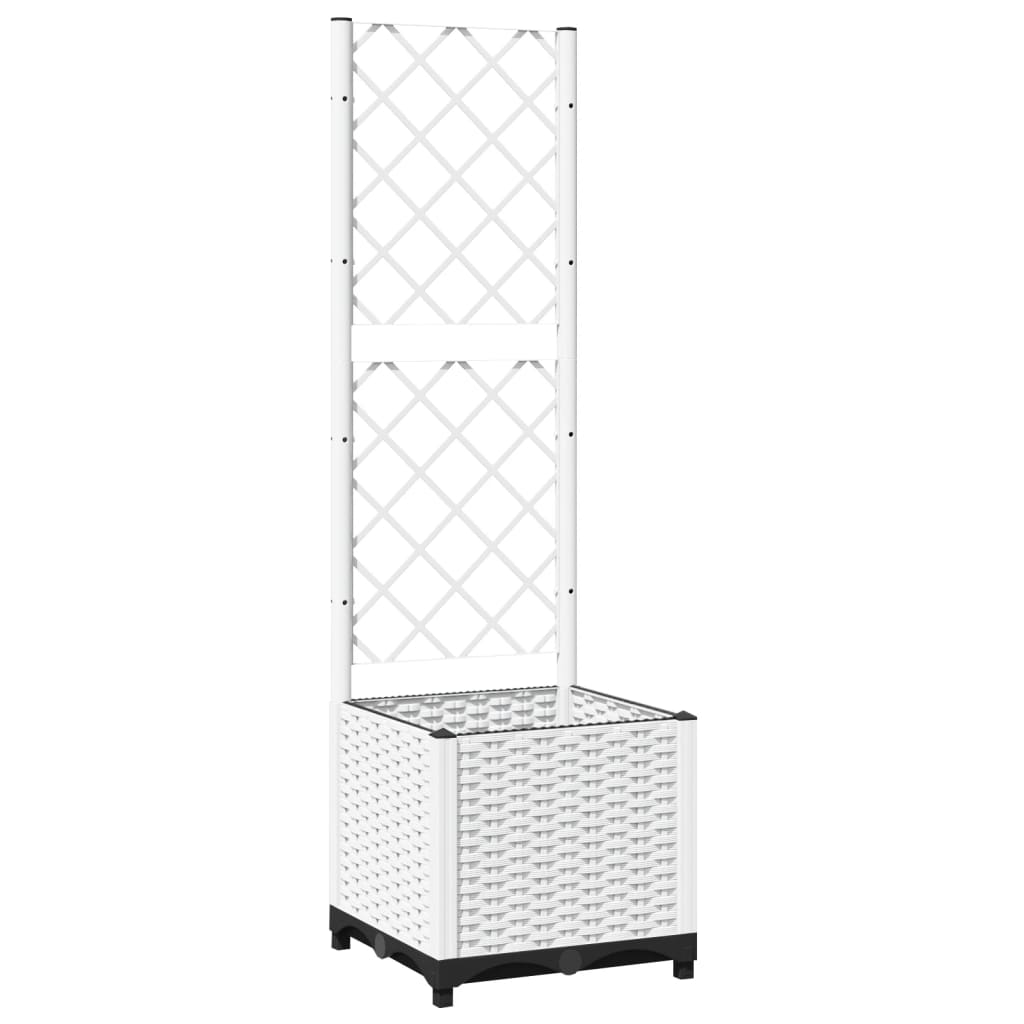 vidaXL Vaso/floreira jardim c/ treliça 40x40x136 cm PP branco