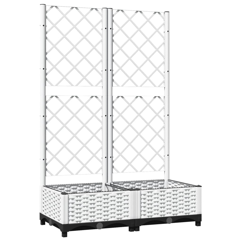 vidaXL Vaso/floreira de jardim c/ treliça 80x40x121,5 cm PP branco