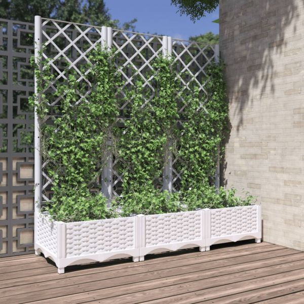 Vaso/floreira Jardim com Treliça 120x40x121,5 cm Pp Branco - 153283
