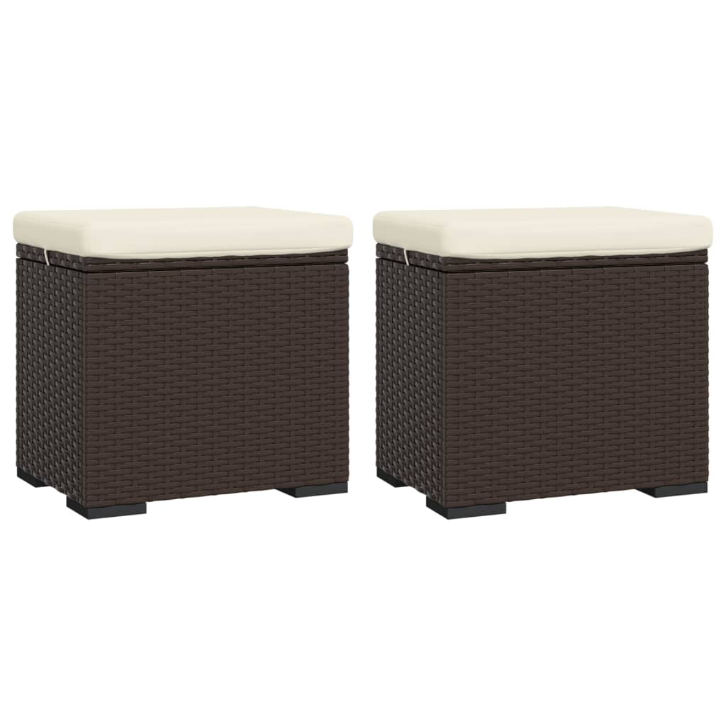 vidaXL Otomanas com almofadões 2 pcs 40x30x40 cm vime PE castanho
