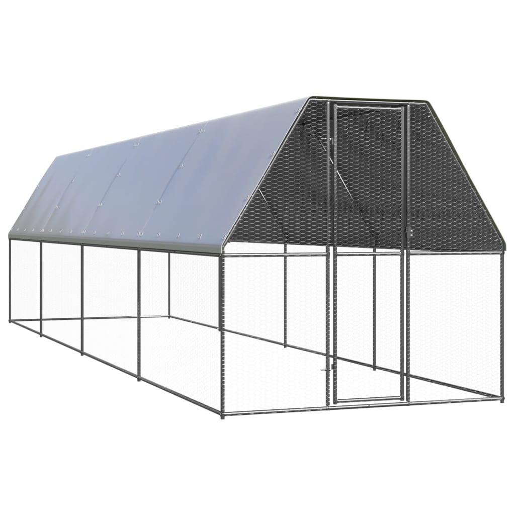 vidaXL Galinheiro de exterior 2x8x2 m aço galvanizado