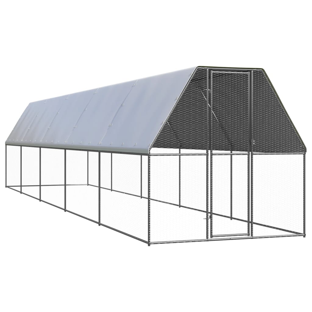 vidaXL Galinheiro de exterior 2x10x2 m aço galvanizado
