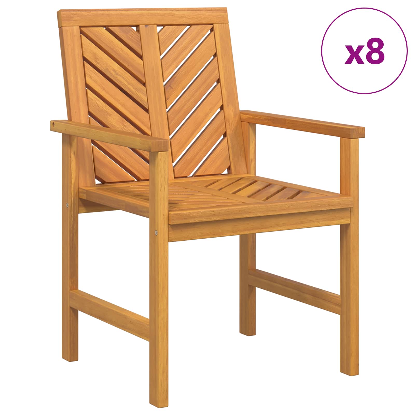 vidaXL Cadeira de jantar 8 pcs Natural 62,5 x 59 x 89 cm