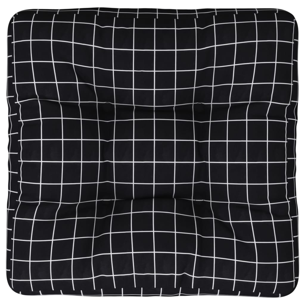 vidaXL Almofadão para sofá de paletes 50x50x12 cm tecido xadrez preto