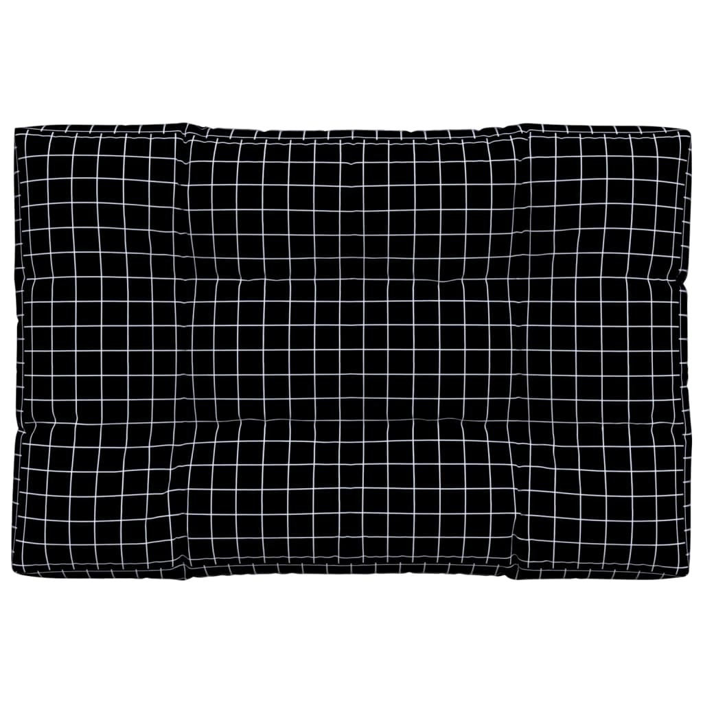 vidaXL Almofadão para sofá de paletes 120x80x12 cm tecido xadrez preto
