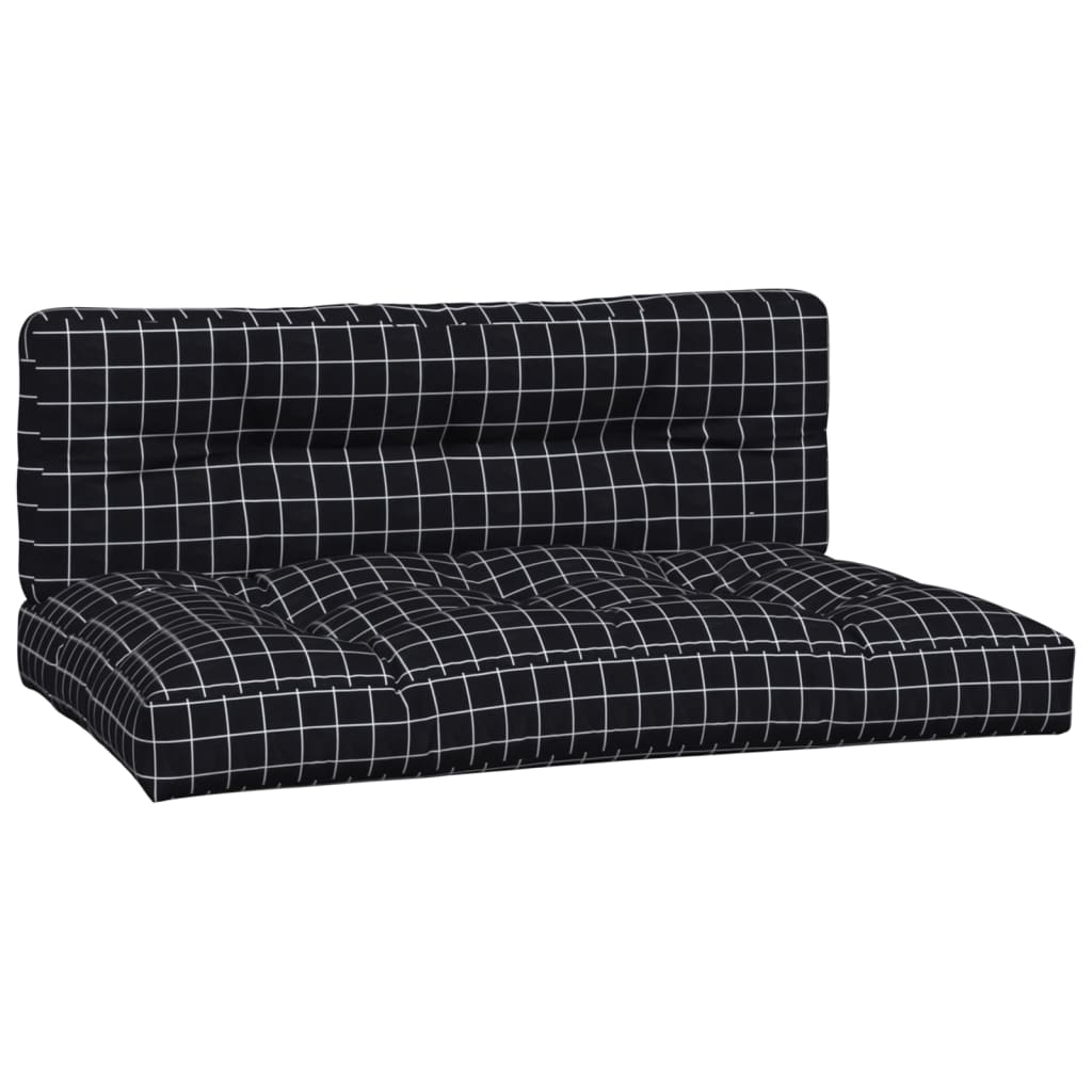 vidaXL Almofadões para paletes 2 pcs tecido xadrez preto