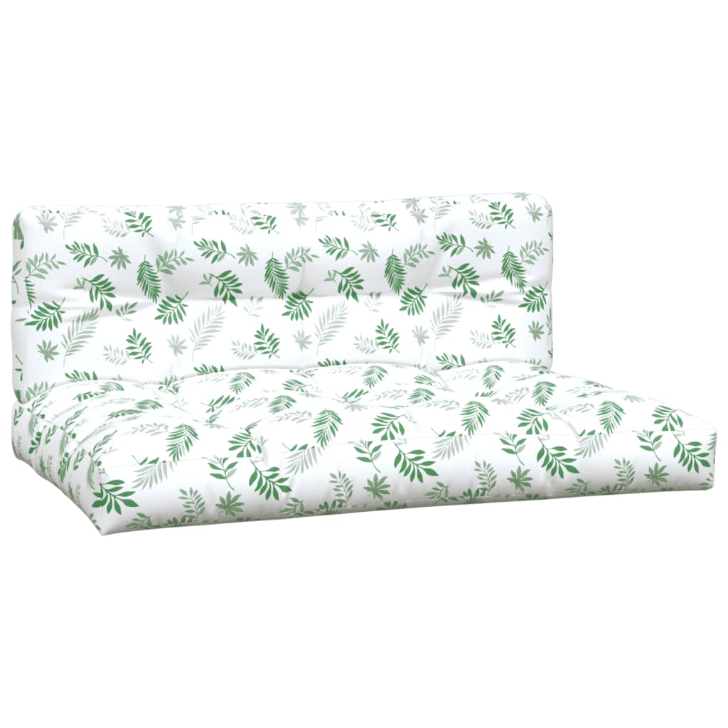 vidaXL Almofadões para sofás de paletes 2 pcs tecido padrão de folhas