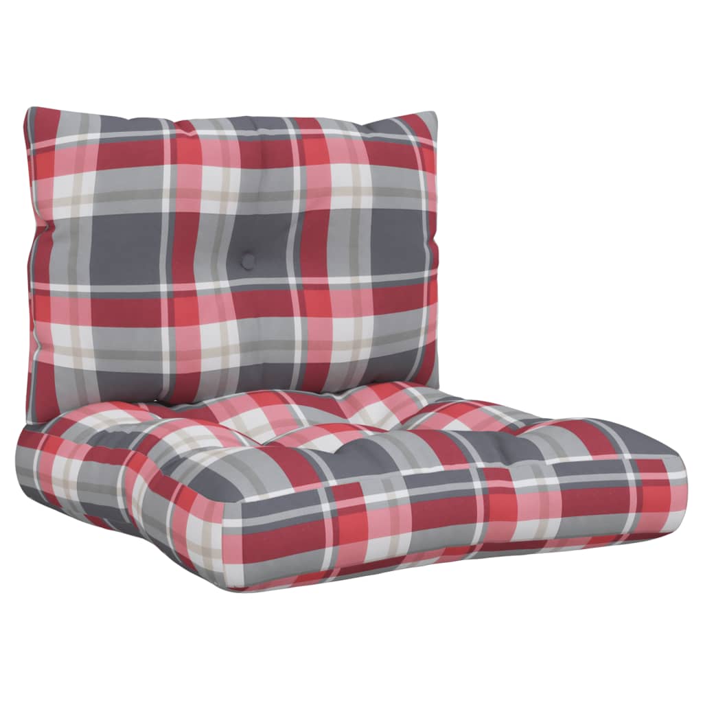 vidaXL Almofadões para móveis de paletes 2 pcs tecido xadrez vermelho