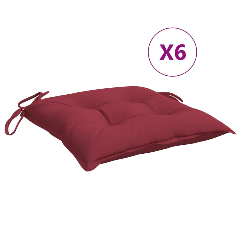vidaXL Almofadões móveis de paletes 6 pcs tecido oxford vermelho-tinto