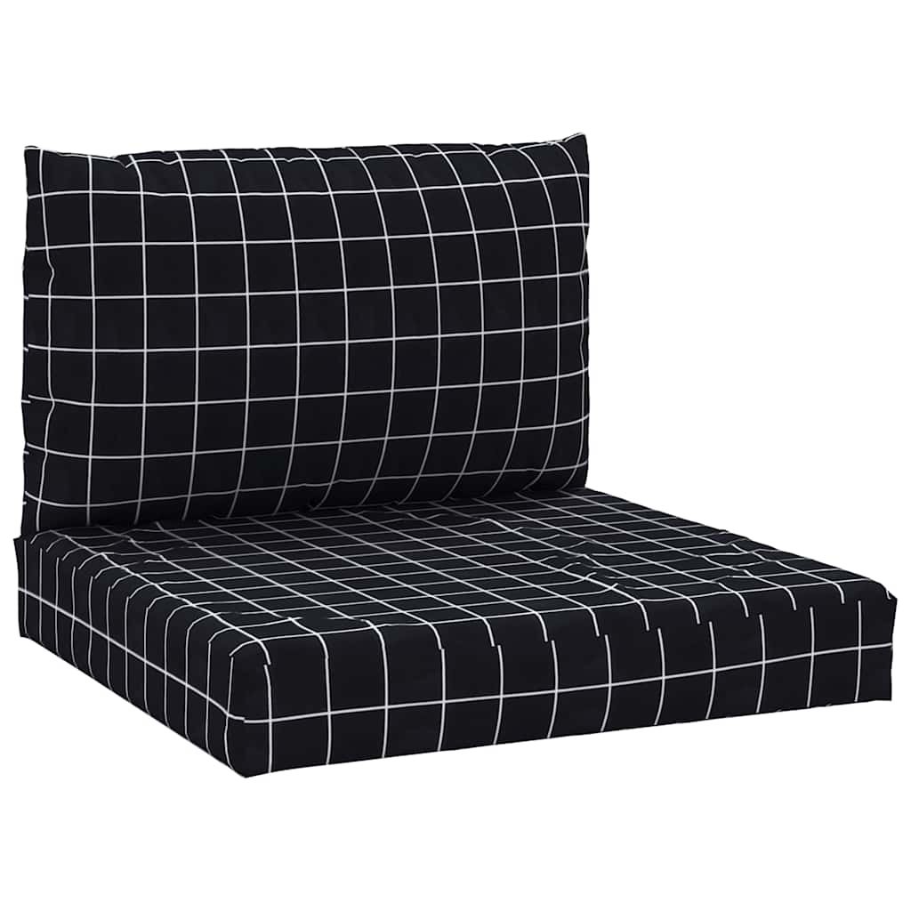 vidaXL Almofadões p/ paletes 2 pcs tecido oxford padrão xadrez preto