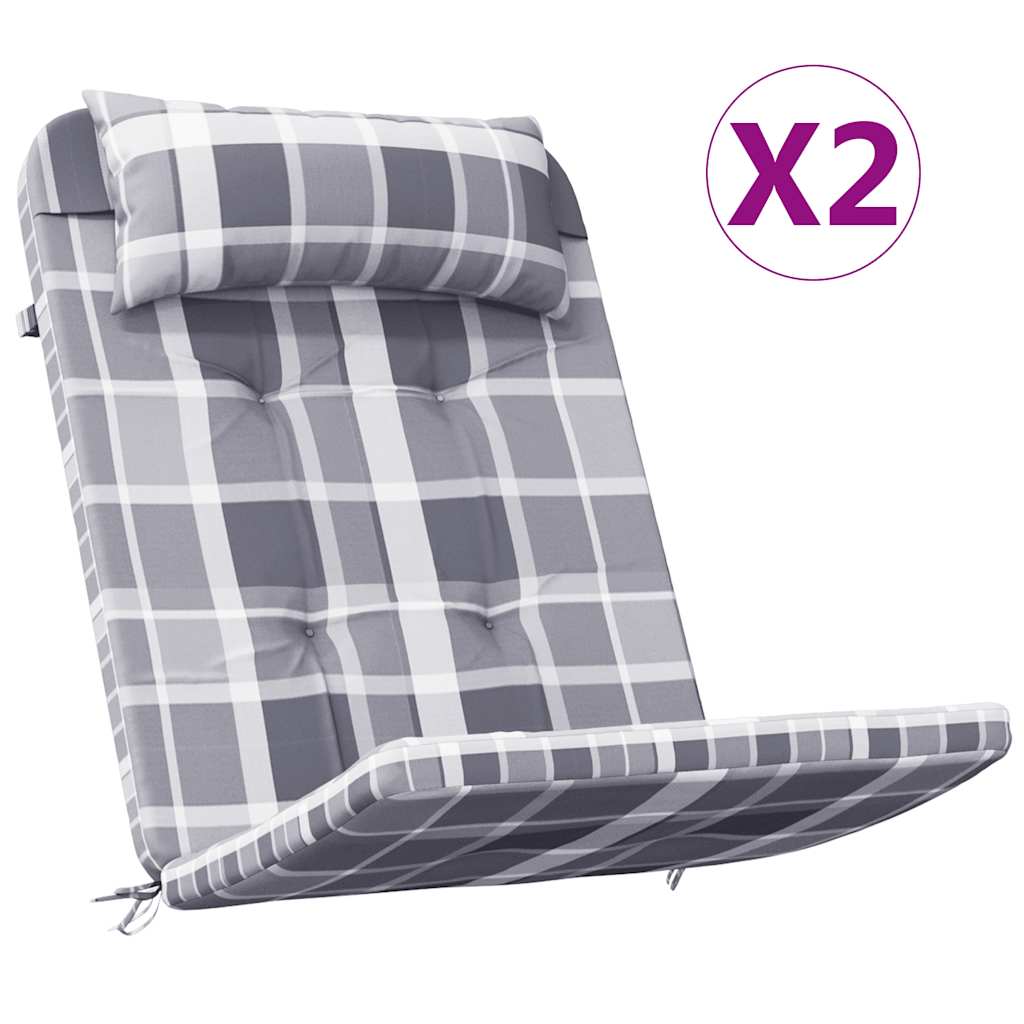 vidaXL Almofadões cadeira adirondack 2 pcs tecido oxford xadrez cinza