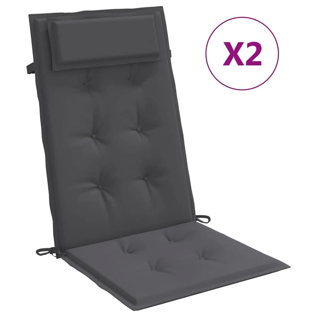 vidaXL Almofadões p/ cadeira encosto alto 2pcs tecido oxford antracite