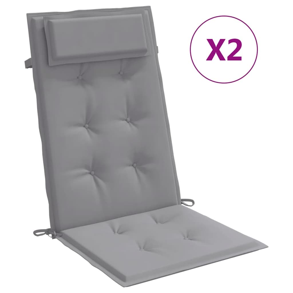 vidaXL Almofadões p/ cadeira encosto alto 2 pcs tecido oxford cinzento