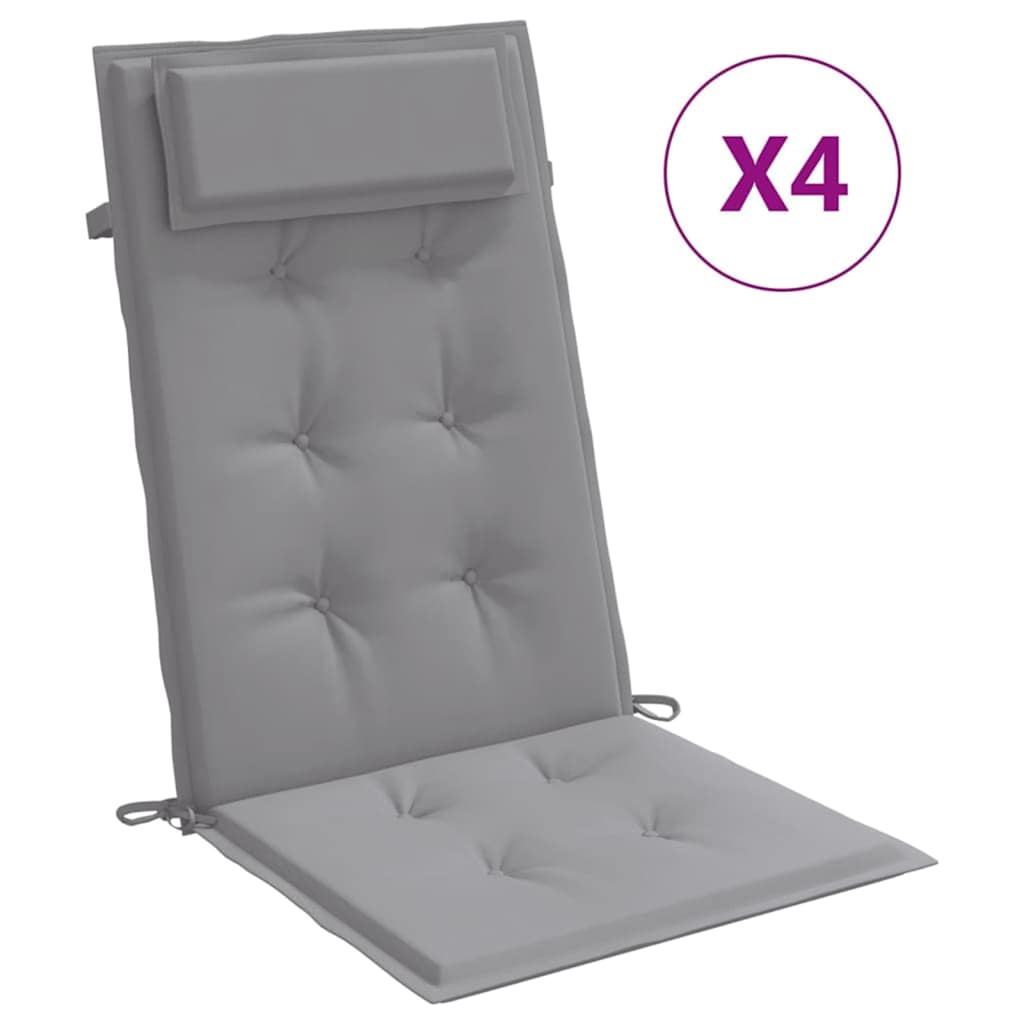 vidaXL Almofadões p/ cadeira encosto alto 4 pcs tecido oxford cinzento