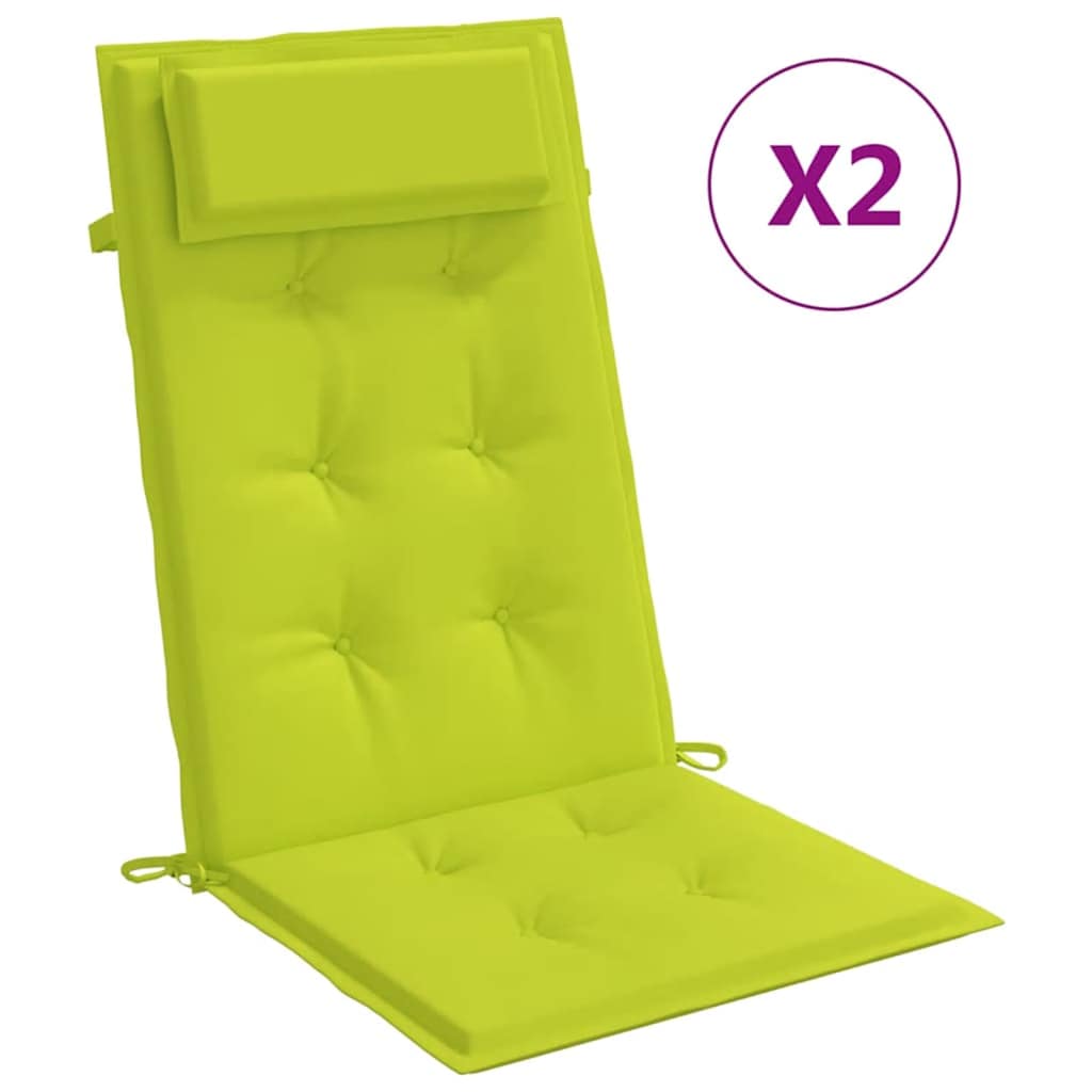 vidaXL Almofadões p/ cadeira encosto alto 2 pcs oxford verde brilhante