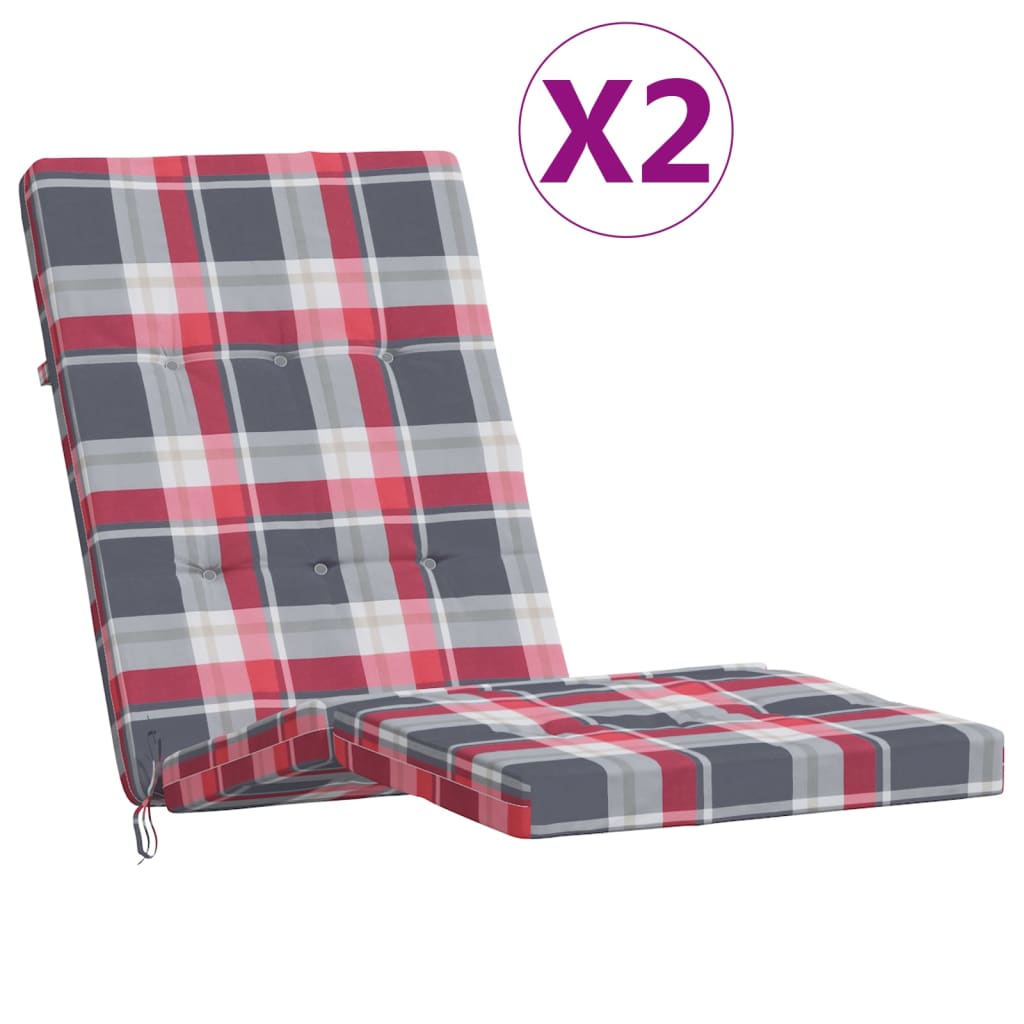vidaXL Almofadões cadeira terraço 2 pcs tecido oxford xadrez vermelho