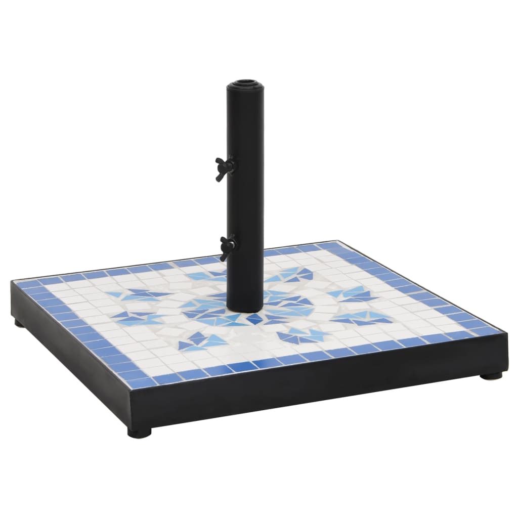 vidaXL Base p/ guarda-sol quadrada 12 kg azul e branco