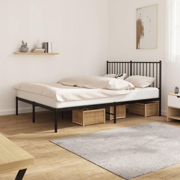 vidaXL Estrutura de Cama com Cabeceira 140x190 cm Metal Preto - 1286301619