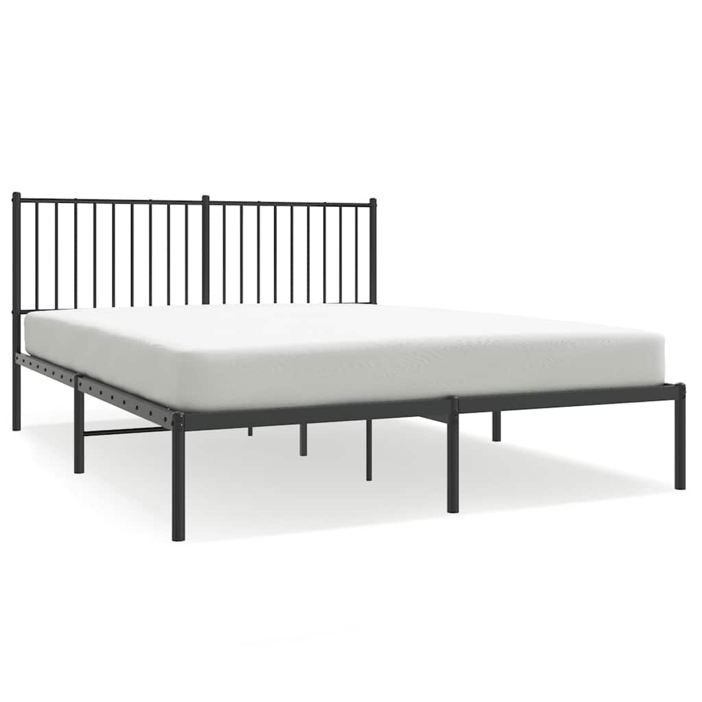 vidaXL Estrutura de cama em metal com cabeceira 150x200 cm preto