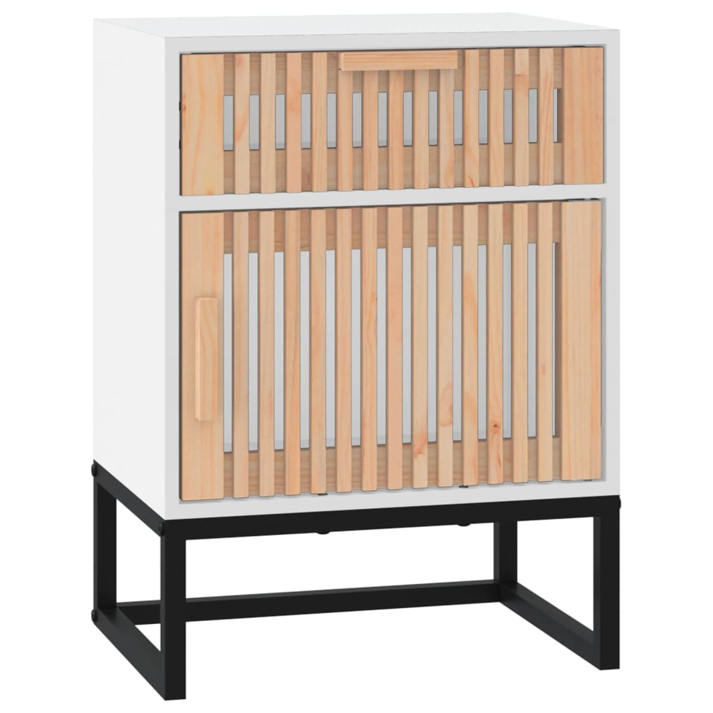 vidaXL Mesa de cabeceira 40x30x55,5 cm derivados madeira/ferro branco