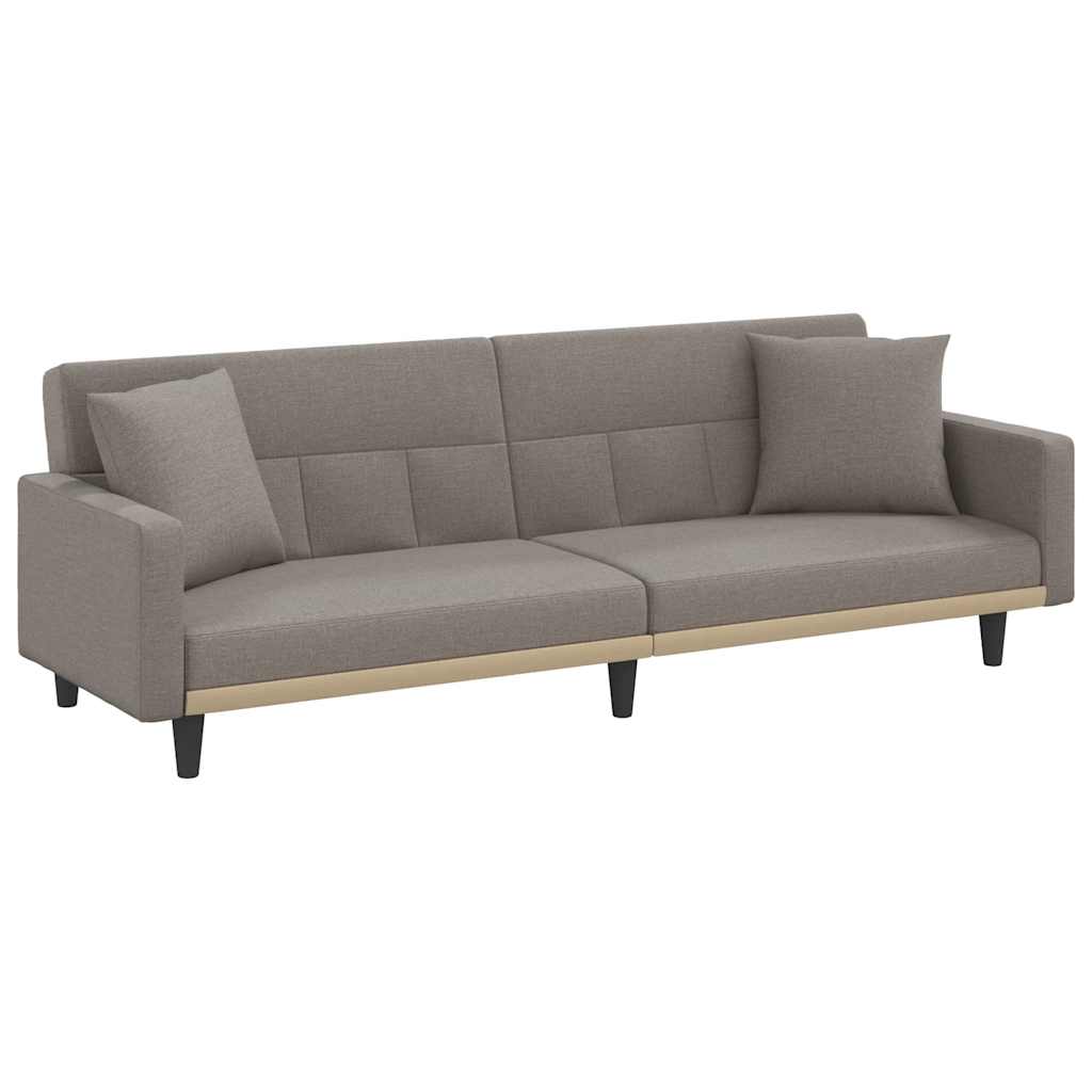 vidaXL Sofá-cama com almofadões tecido cinzento-acastanhado