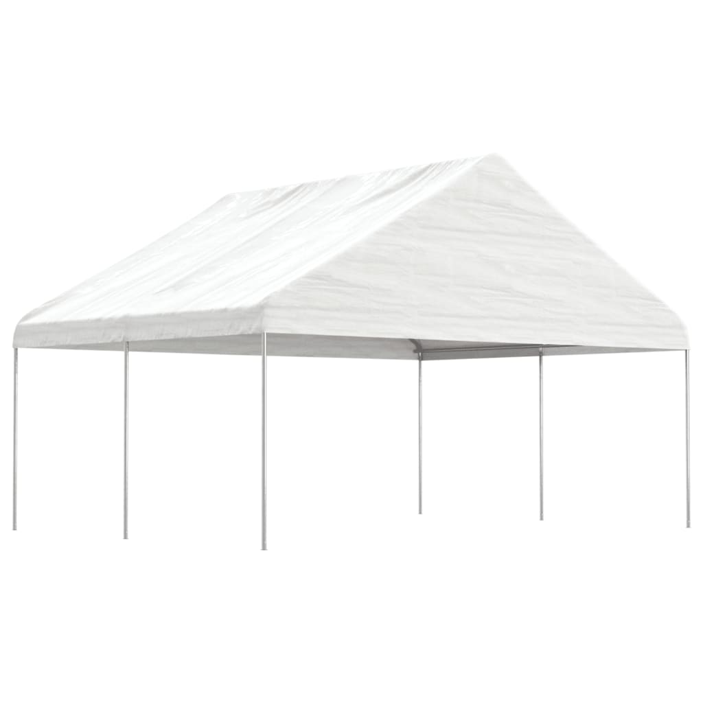 vidaXL Gazebo com telhado 4,46x5,88x3,75 m polietileno branco
