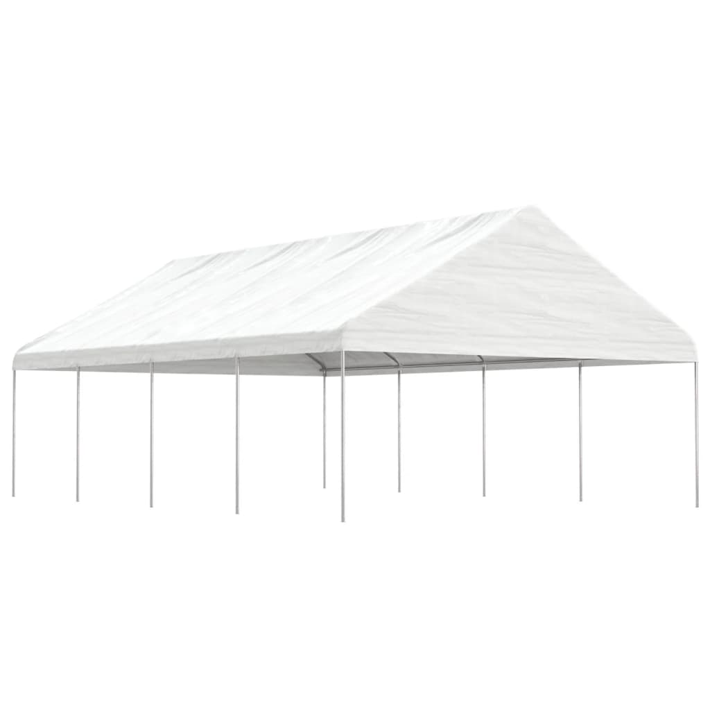 vidaXL Gazebo com telhado 8,92x5,88x3,75 m polietileno branco