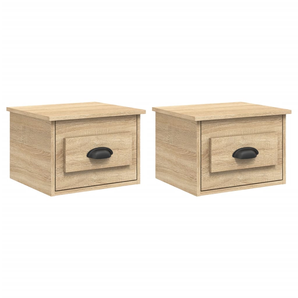 vidaXL Mesas de cabeceira parede 2 pcs 41,5x36x28 cm carvalho sonoma