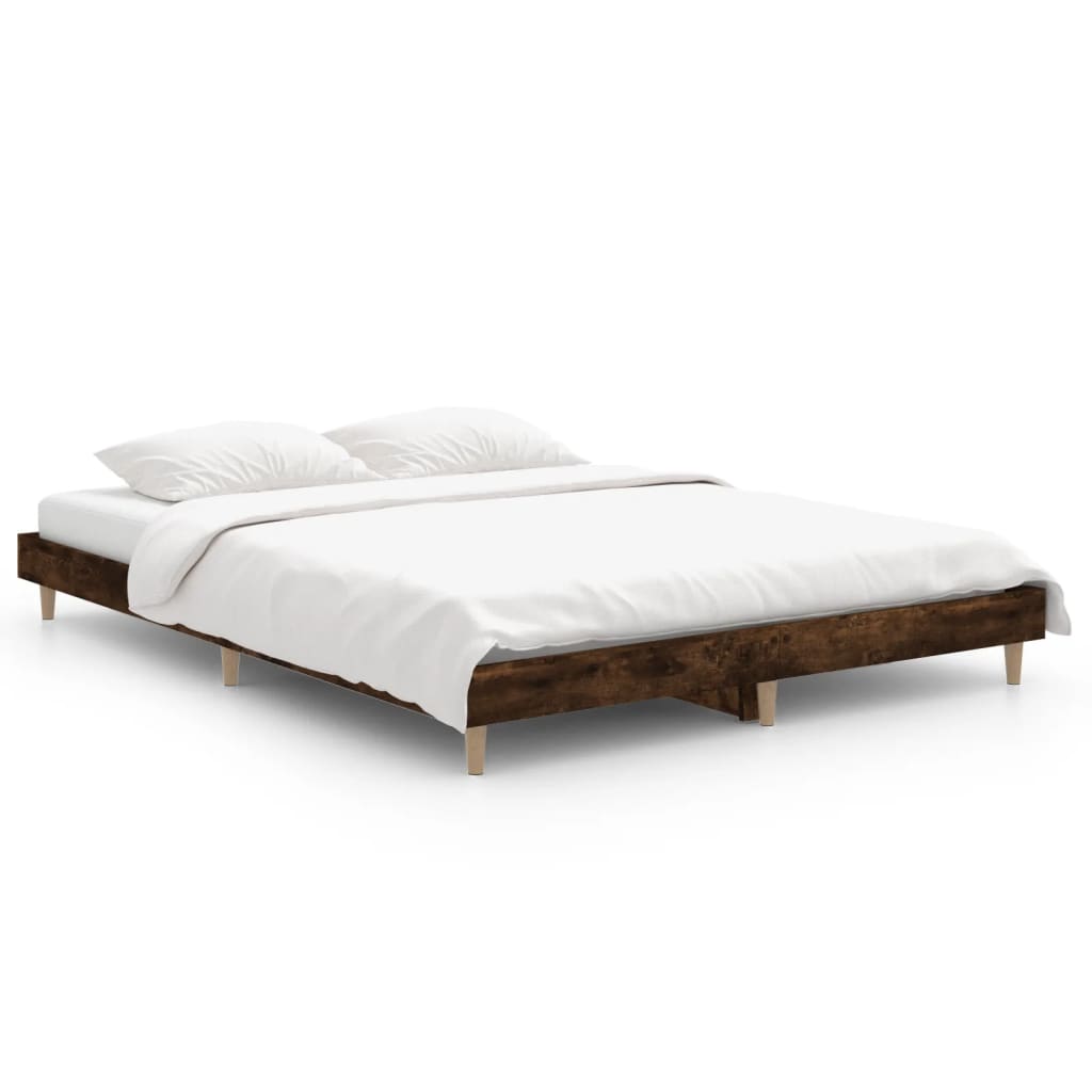 vidaXL Estrutura de cama 135x190 cm derivados madeira carvalho fumado