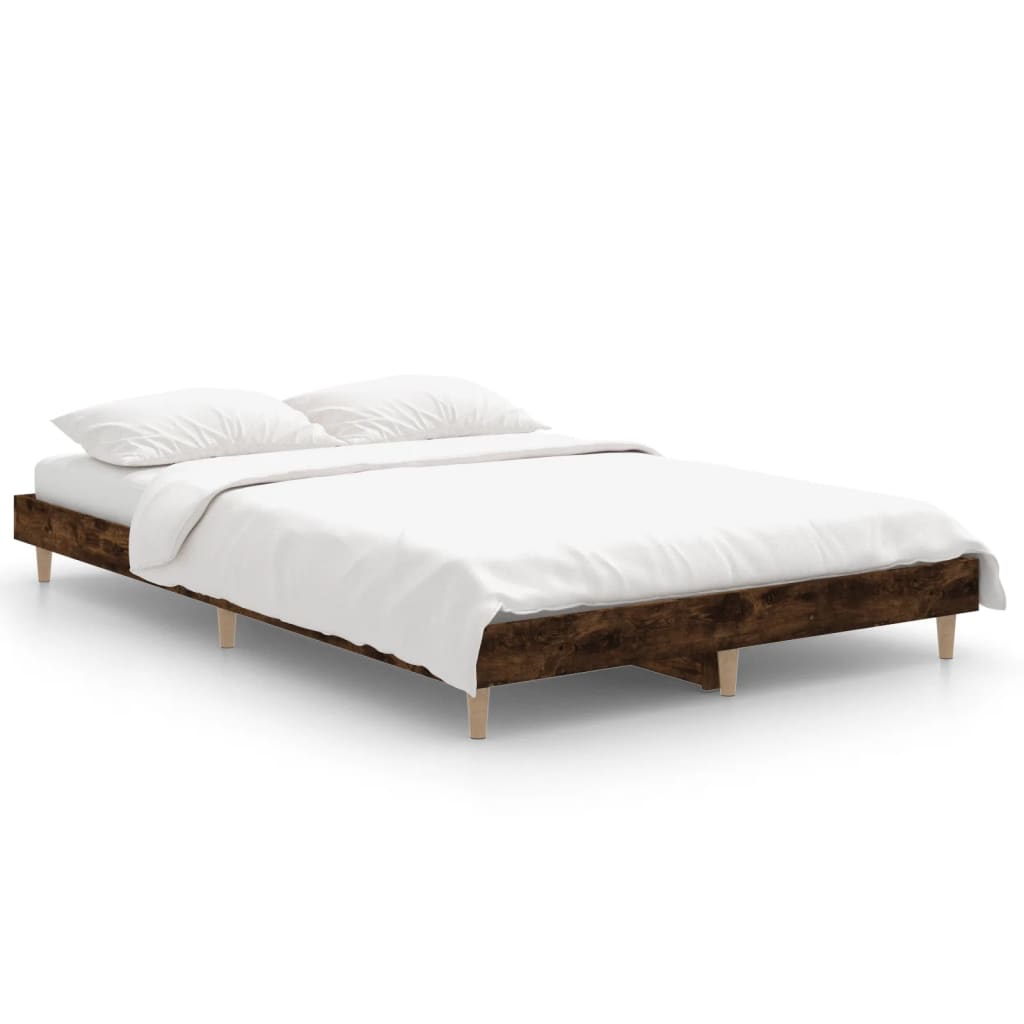 vidaXL Estrutura cama s/ colchão derivados de madeira carvalho fumado