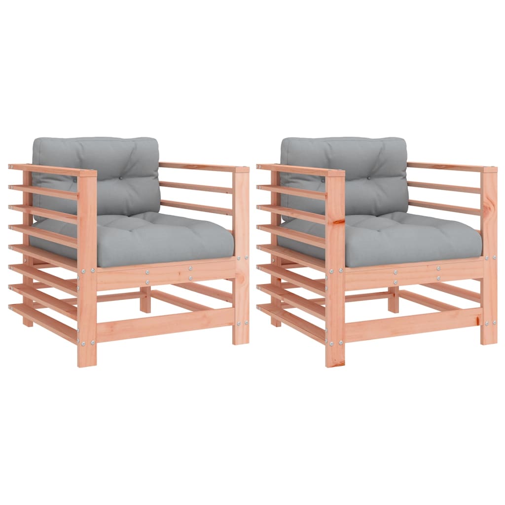 vidaXL Cadeiras de jardim c/ almofadões 2pcs madeira de douglas maciça