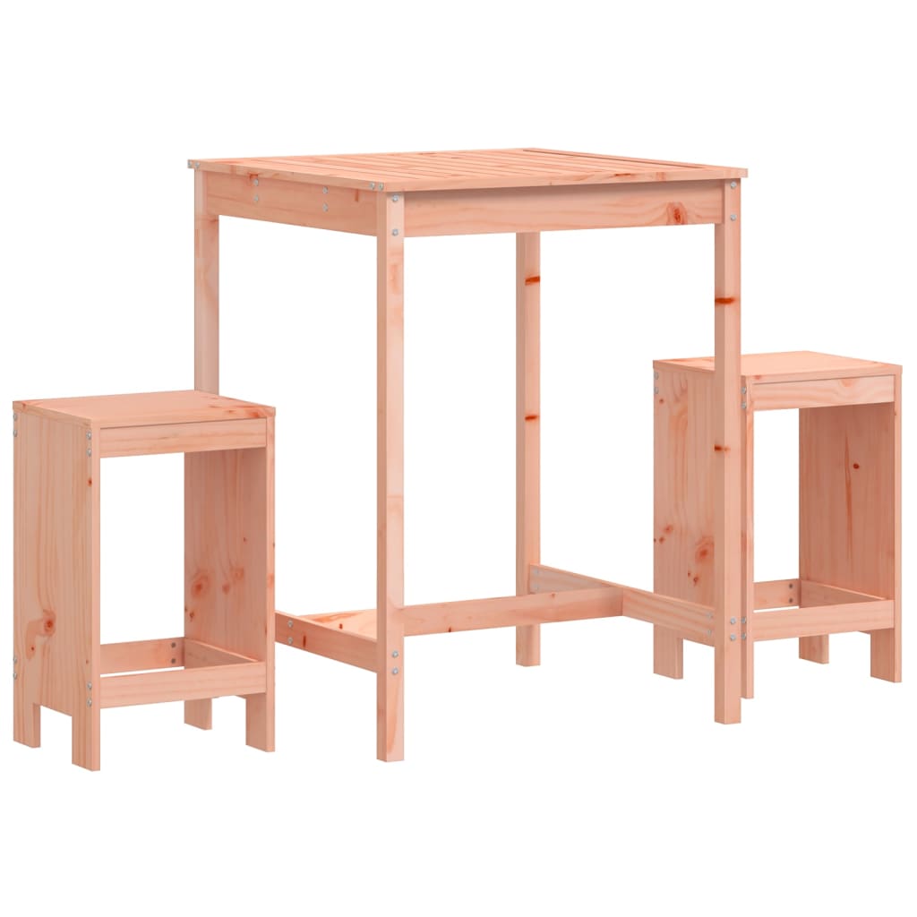 vidaXL 3 pcs conjunto de bar para jardim madeira de douglas maciça