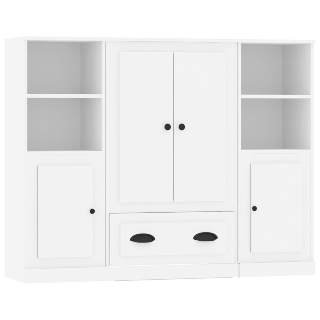 vidaXL Aparadores altos 3 pcs derivados de madeira branco