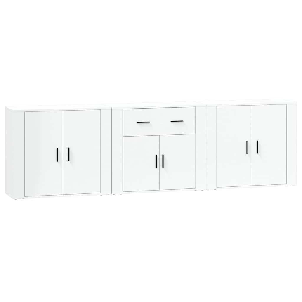 vidaXL Aparadores 3 pcs madeira processada branco