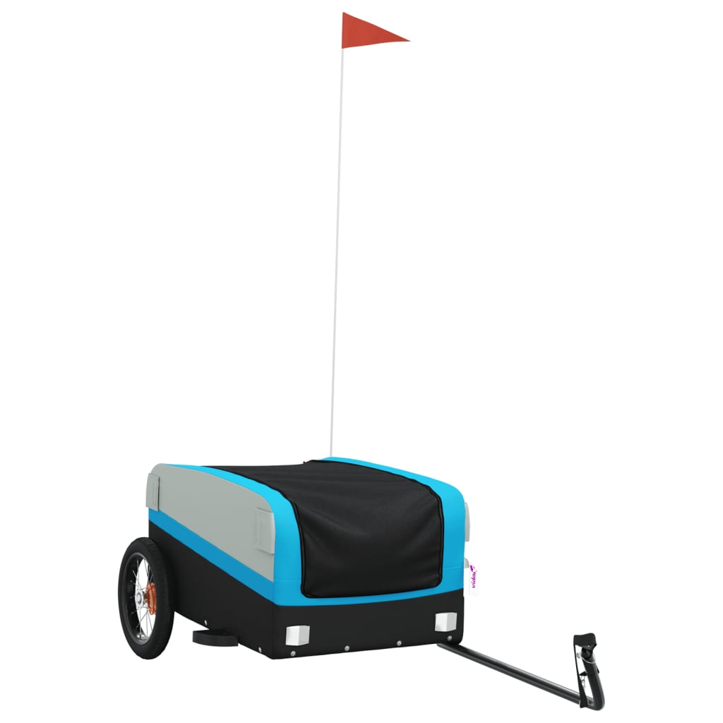 vidaXL Reboque para bicicleta 30 kg ferro preto e azul