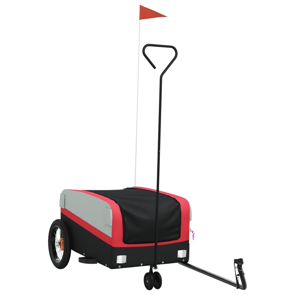 vidaXL Reboque para bicicleta 30 kg ferro preto e vermelho