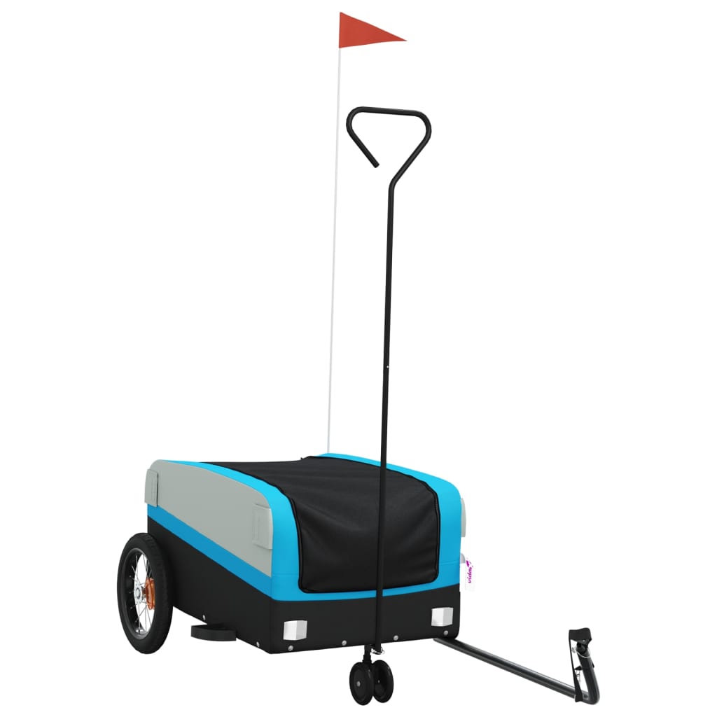 vidaXL Reboque para bicicleta 30 kg ferro preto e azul